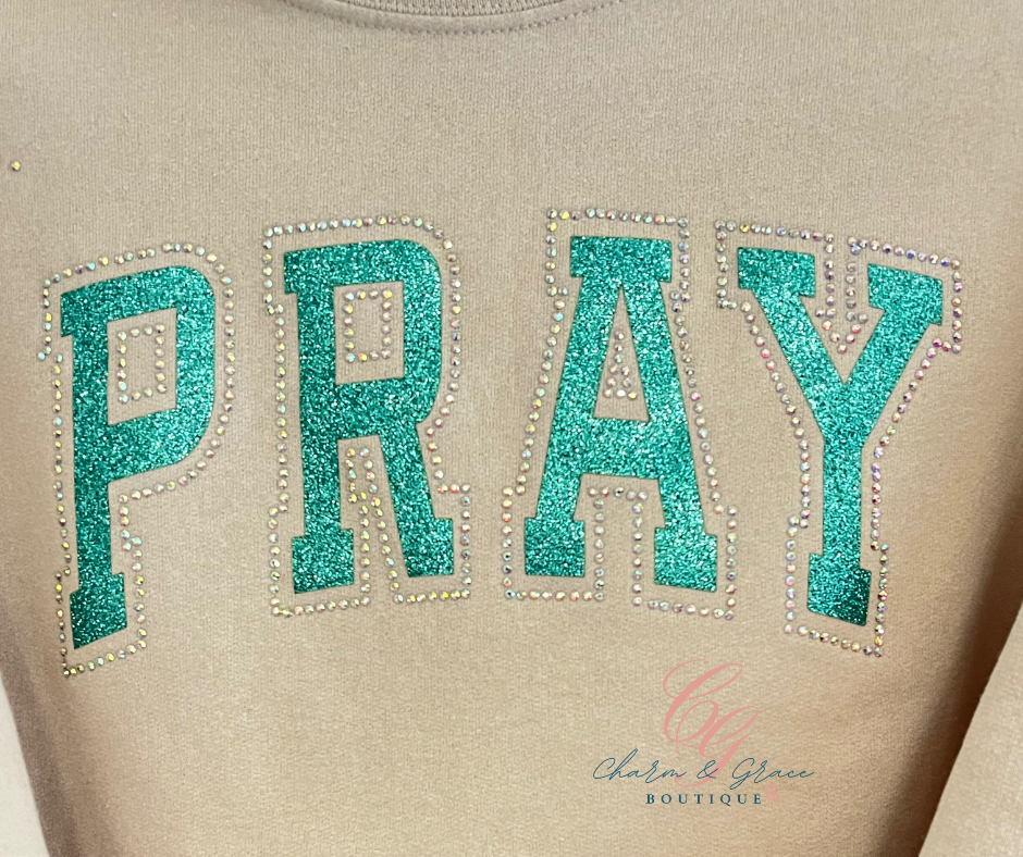 Pray glitter and bling - Christian Faith graphic top