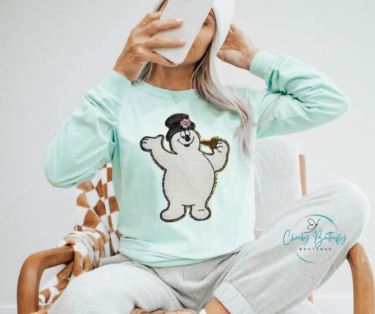 Snowman Chenille Patch Sweatshirt