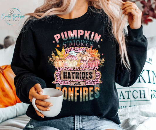 Pumpkin, S'Mores, Hayrides and Bonfires Graphic Tee