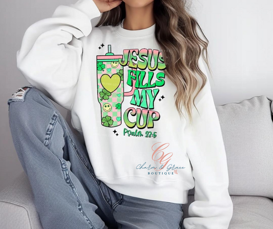 Jesus Fills My Cup Psalm 23:5 St. Patrick's Day Edition Graphic Top
