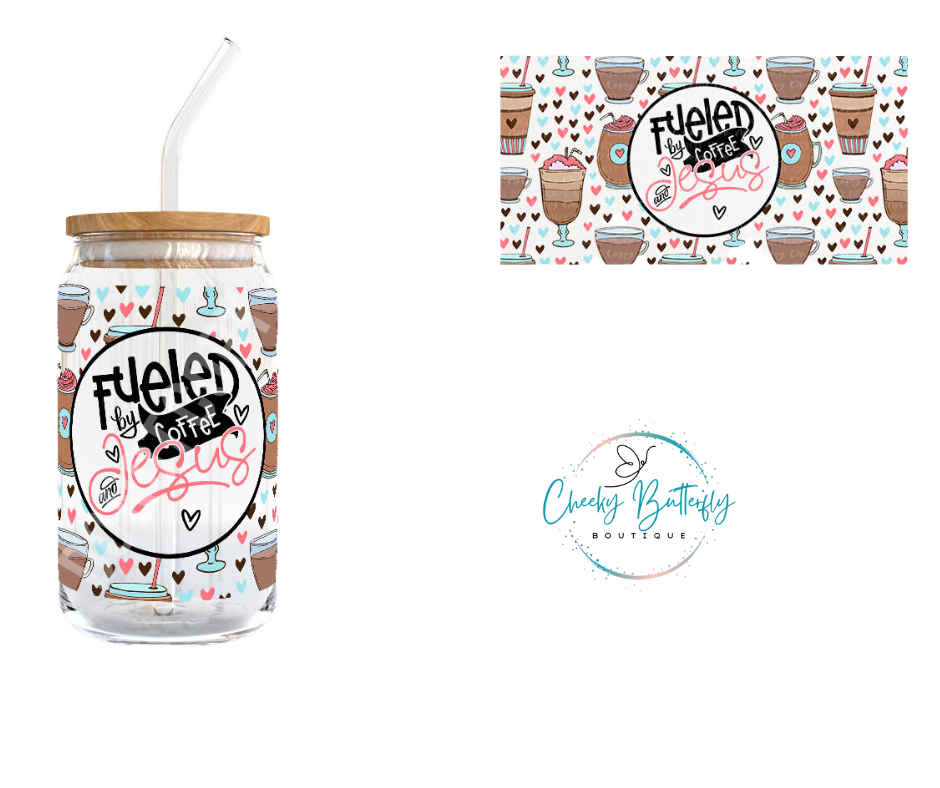 Fueled By Coffee & Jesus Glass Tumbler