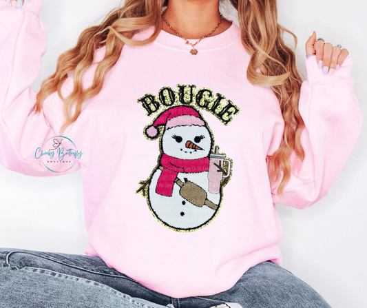 Bougie Snowman Chenille Patch Sweatshirt