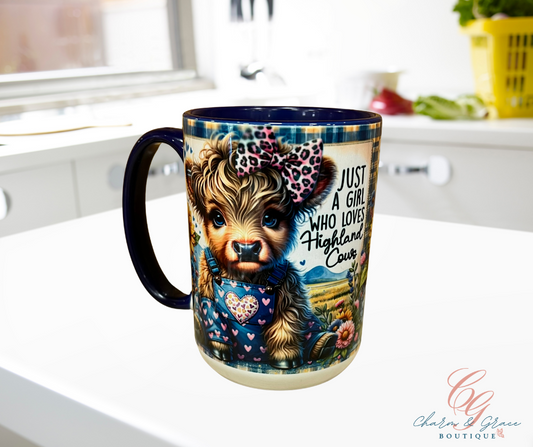 Just A Girl Who Loves Highland Cows 15 oz. Coffee Mug