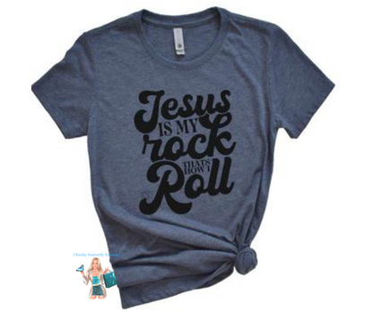 Jesus is my rock that's how I roll - Christian Faith graphic top