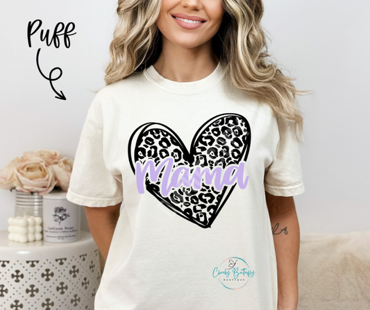 Mama leopard puff print trandy graphic top