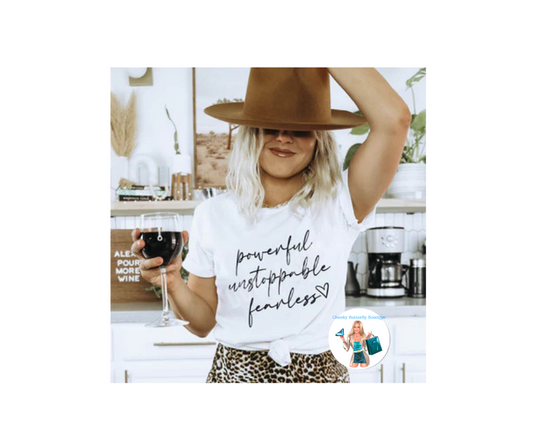 Powerful unstoppable fearless graphic top