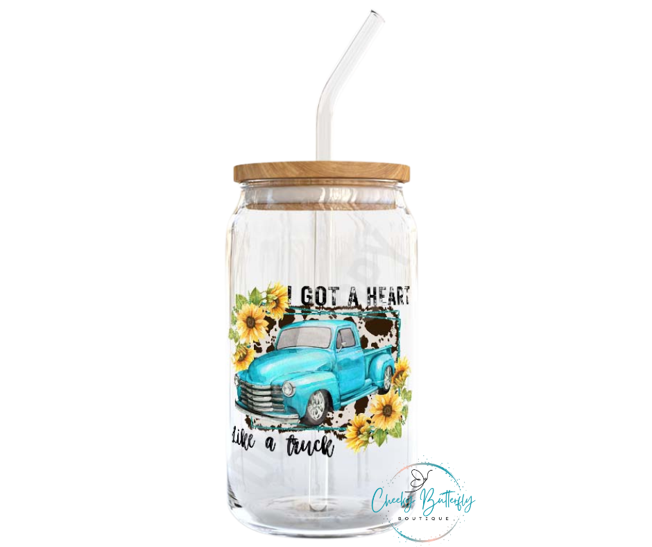 Heart Like A Truck Glass Tumbler