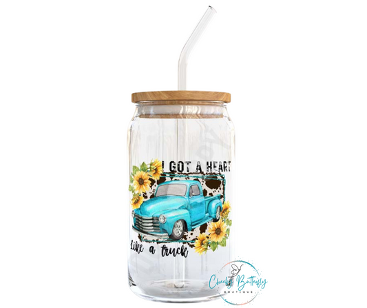 Heart Like A Truck Glass Tumbler