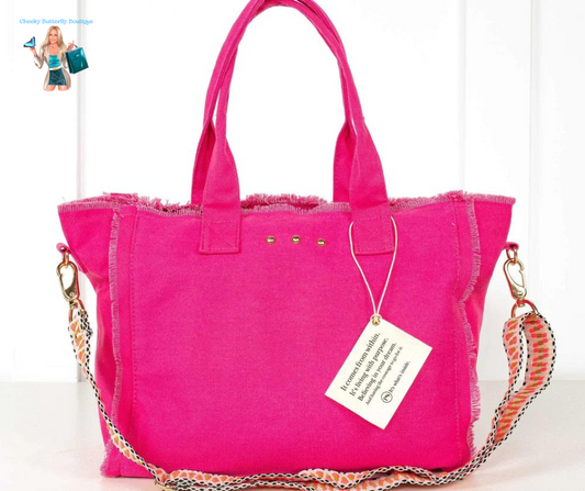 Luna Fringe Canvas Crossbody Tote Bag